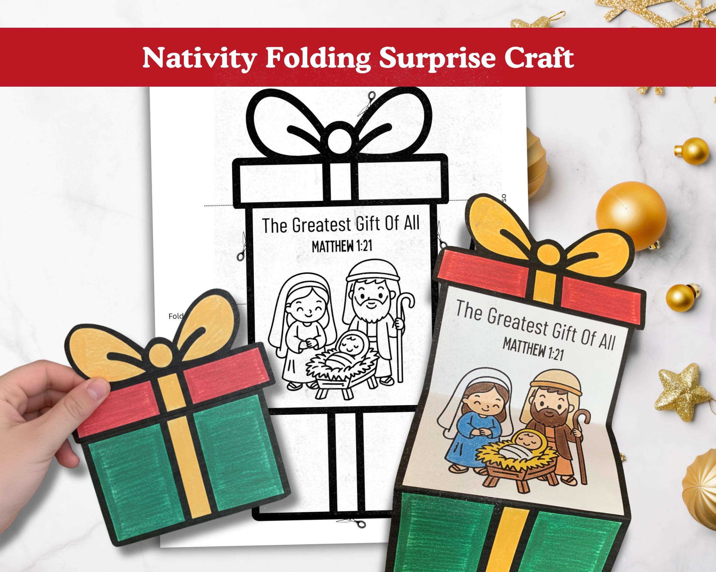 Folding Surprise Christmas Card Paper Craft, Nativity Bible Craft…