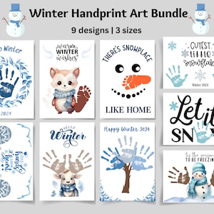 Winter Handprint Art Bundle, Winter Handprint Craft, Printable, Winter Season, Snowman Handprint, Preschool Daycare Kids Toddler Activity