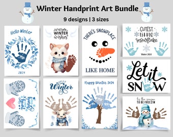 Winter Handprint Art Bundle, Winter Handprint Craft, Printable, Winter Season, Snowman Handprint, Preschool Daycare Kids Toddler Activity