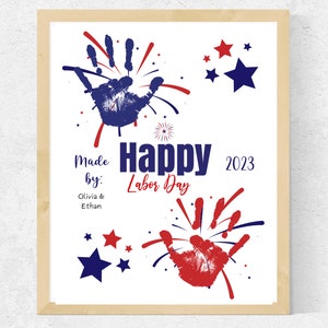 Labor Day Handprint Art Craft, Printable Labor Day Activity for Toddler ...