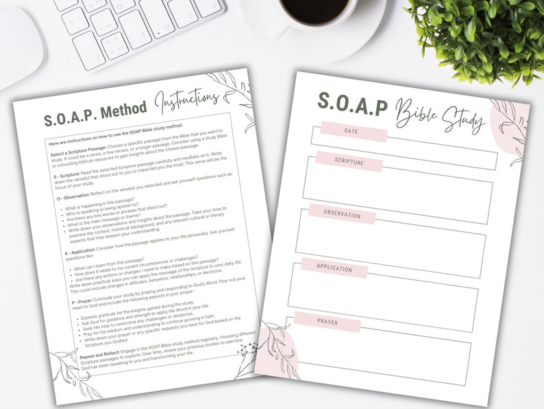 SOAP Bible Study Method, Printable Bible Study Template, SOAP Devotion Example, Beginners Bible