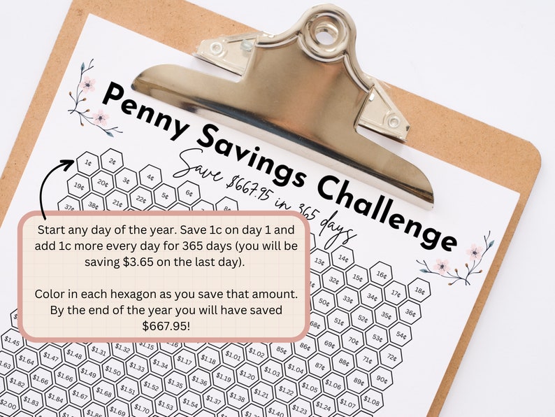 Penny Savings Challenge Printable, 1p Saving Challenge, Penny Challenge Chart, 365 Day Money ...