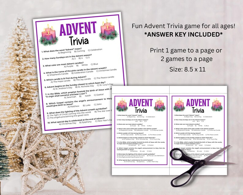 Advent Trivia Bible Game Printable, Advent Quiz, Advent Game for Kids ...