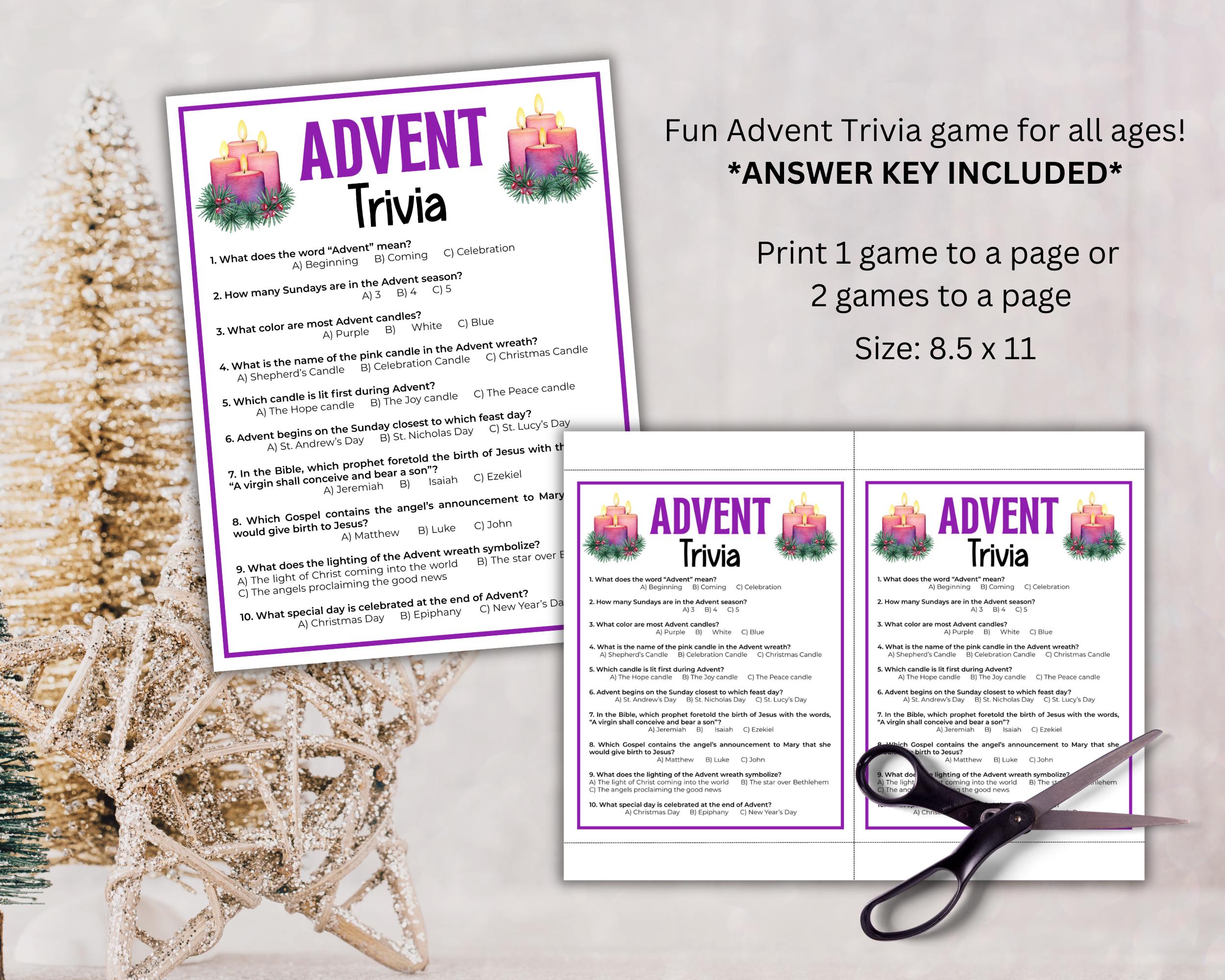 Advent Trivia Bible Game Printable, Advent Quiz, Advent Game for Kids ...