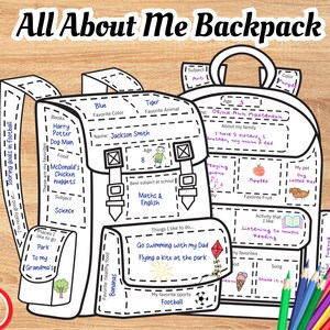 Sac à dos Tout sur moi à imprimer, activité pour la rentrée, travaux manuels pour la rentrée, questionnaire d'entretien avec les élèves, liste d'objets préférés