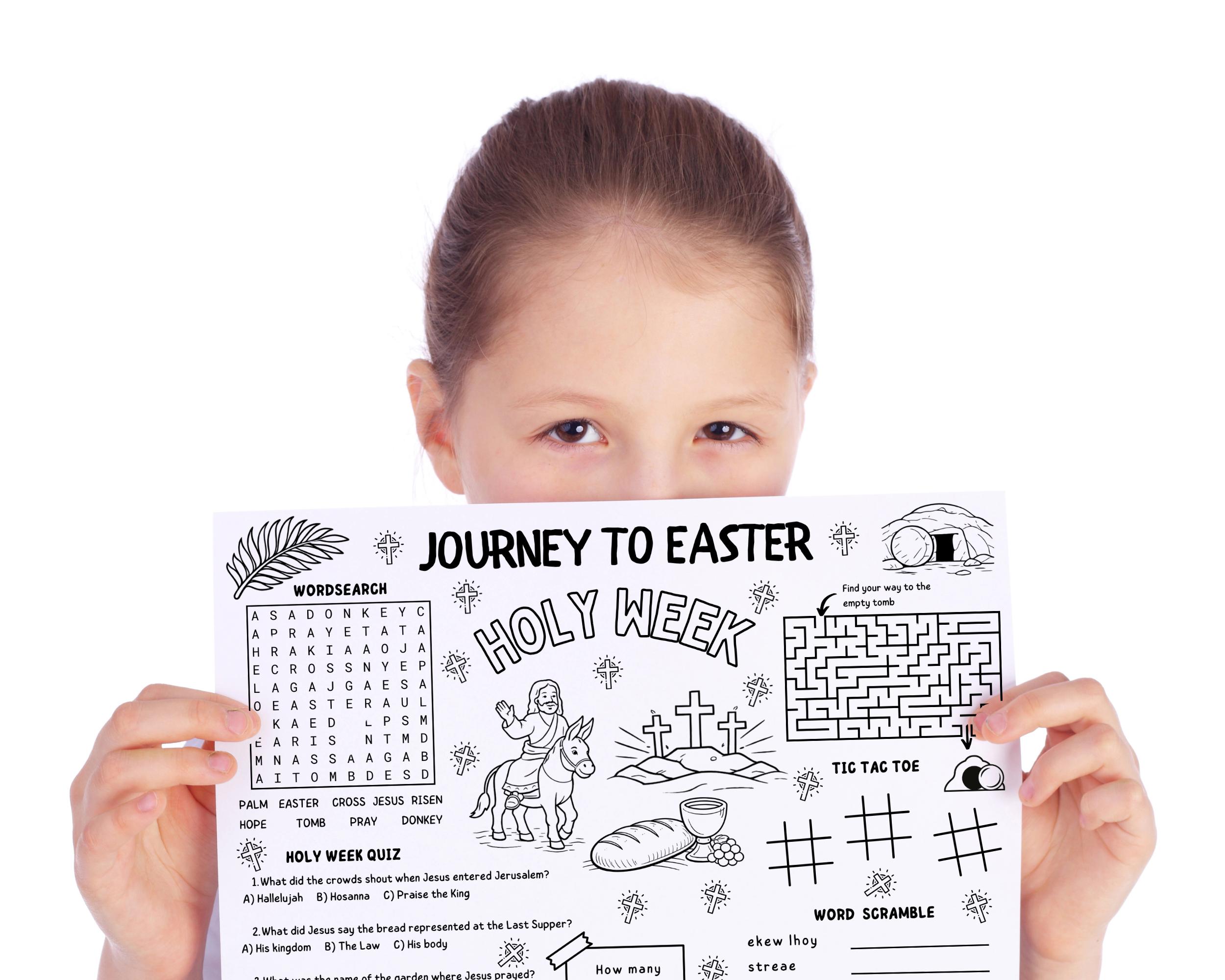 Holy Week Activity Placemat, Easter Coloring Page Printable Activity ...