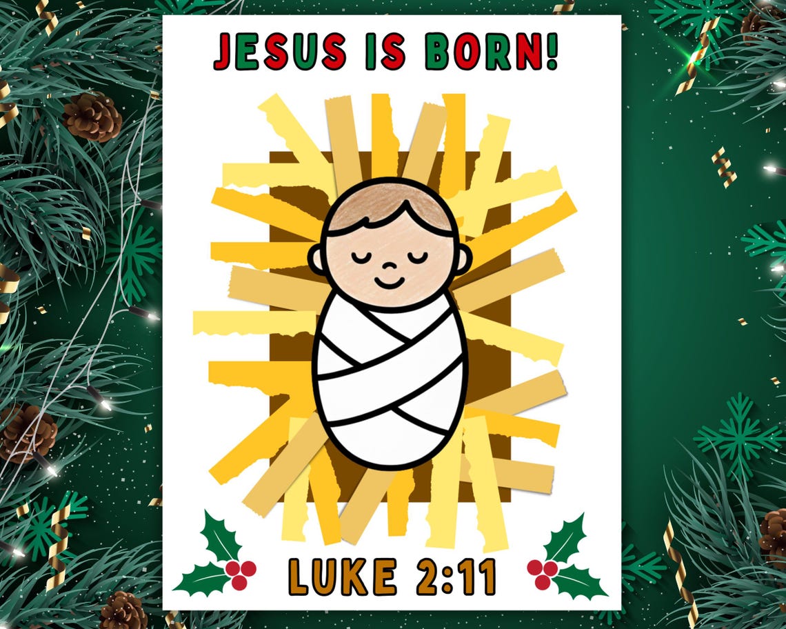 Christmas Torn Paper Manger Craft Printable, Christmas Bible Craft ...