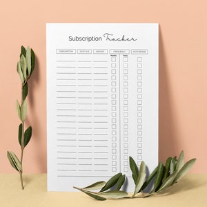 Subscription Tracker Printable | Subscription Log | Recurring Charges ...