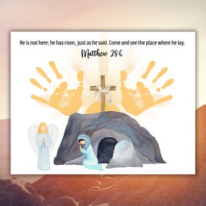 Jesus Is Risen Easter Sunday Handprint Art Craft, Resurrection Craft For Kids Toddlers, Printable Easter Preschool Sunday School Activity