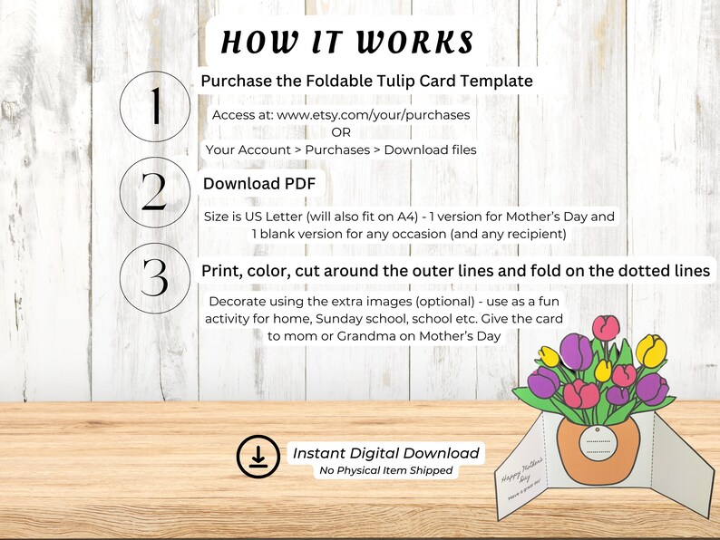 Printable Mother's Day Coloring Card, Homemade Card For Mom Grandma, Kids Home Classroom Activity, Flowers Card Mother's Day Craft image 4