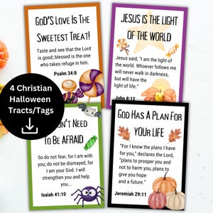 Christliche Halloween-Traktate zum Ausdrucken, Bibel-Vers-Halloween-Schriftkarten, Süßes oder Saures Handouts, Halloween-Treaty-Tag, Candy-Tag