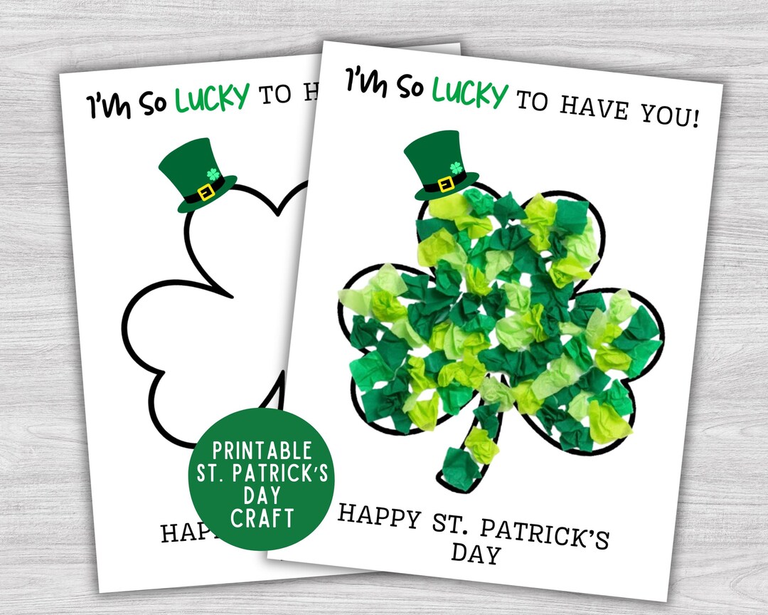 St. Patrick's Day Tissue Paper Craft, Patty's Day Shamrock Tear Art, St ...