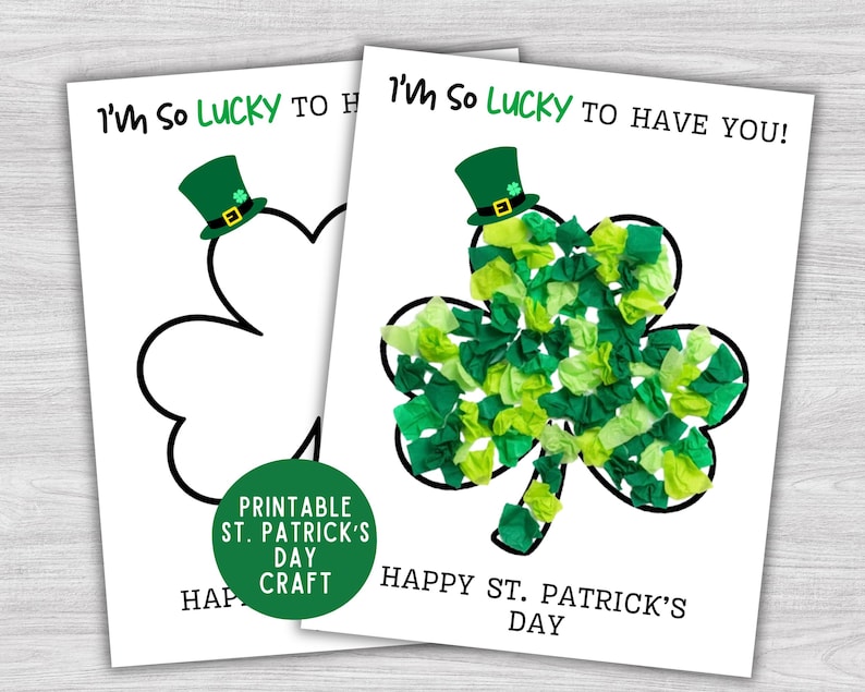 St. Patrick's Day Tissue Paper Craft, Patty's Day Shamrock Tear Art, St ...