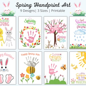 Spring Handprint Art Bundle, Spring Handprint Craft, Printable, Spring Season, Easter, Preschool Daycare Kids Toddler Activity