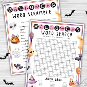 Halloween Word Search & Word Scramble Puzzle, Printable Halloween Games, Activity For Kids, Halloween Printable, Homeschool Classroom Games