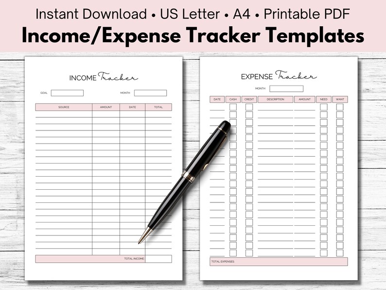 Income Tracker Printable Expense Tracker Printable Track - Etsy Australia