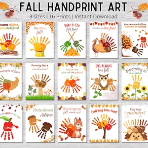 Fall Handprint Art Bundle, Fall Handprint Craft Printable, Autumn Ideas For Kids, Back To School, Preschool Daycare Toddlers Activity