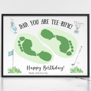 Golf Handprint Footprint Art, Birthday Printable Craft, Dad Golf Birthday Gift, Dad Keepsake, Gift From Kids, Golf Gift For Dad Daddy Father
