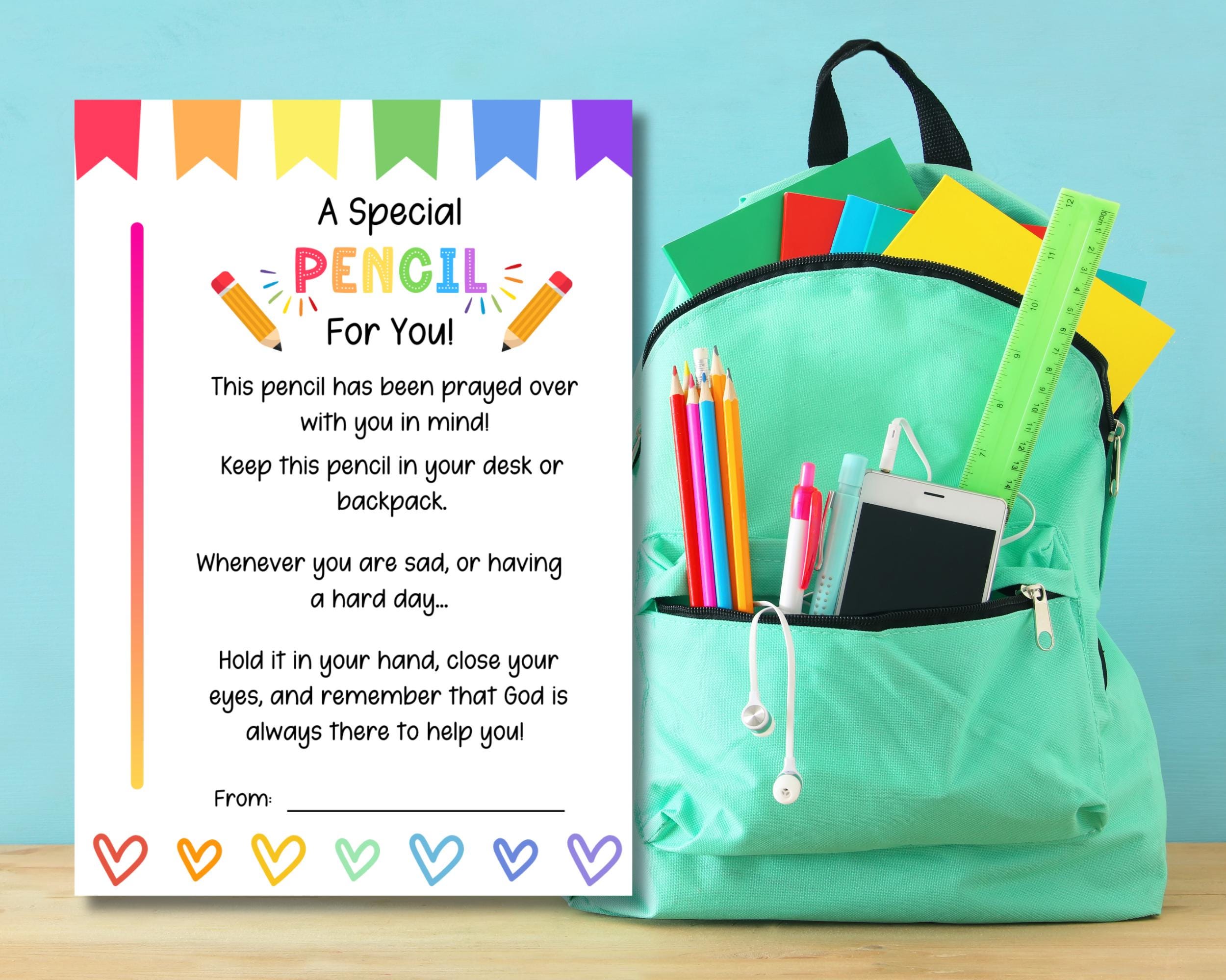 Pencil Blessing Back to School, Editable Name, Pencil Gift Tag ...