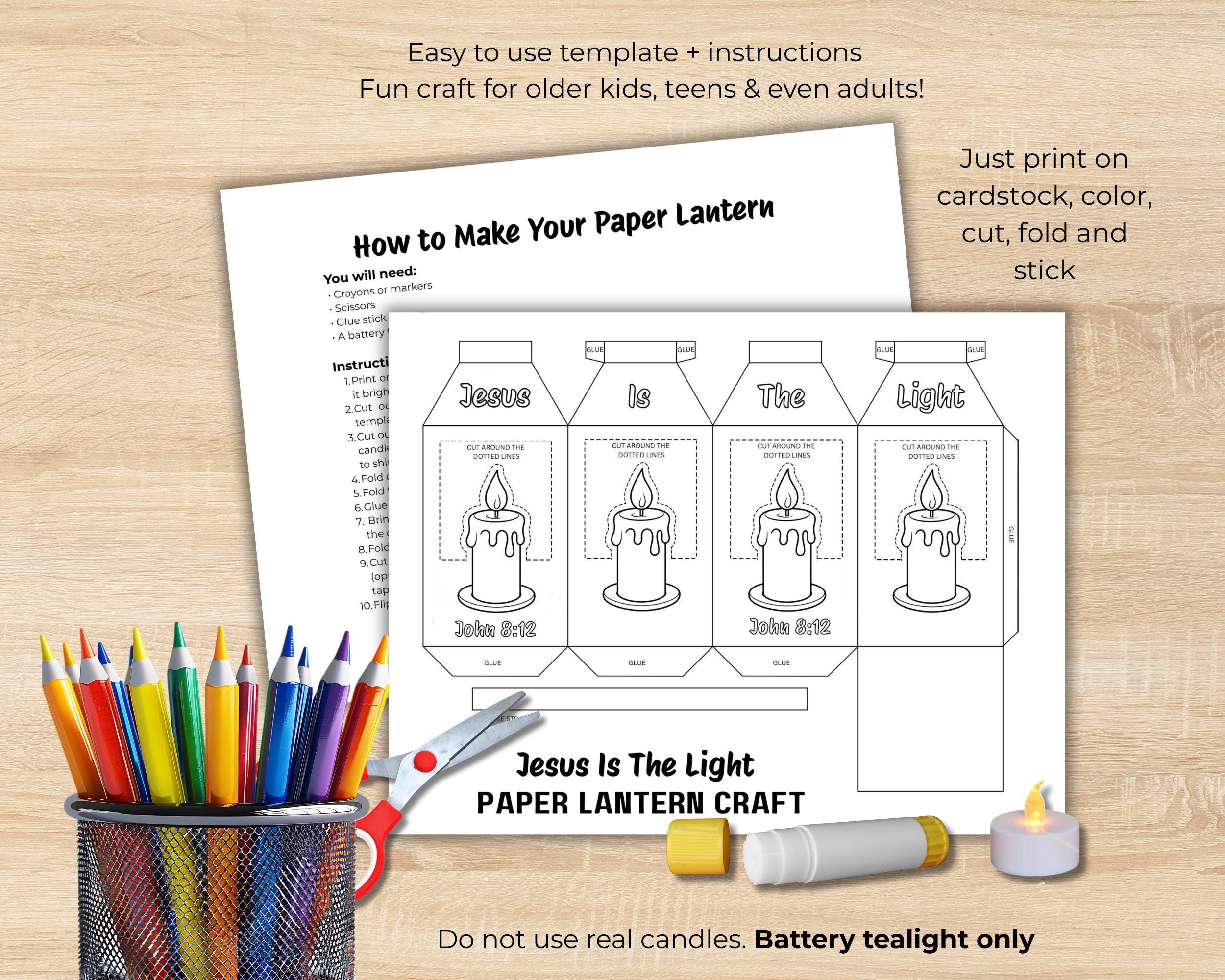 Jesus is the Light Craft, John 8:12 Paper Lantern Bible Craft, Coloring ...