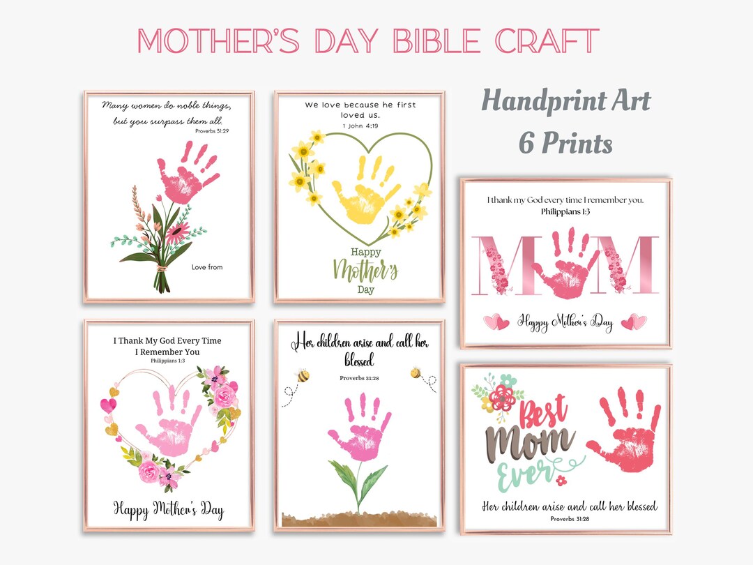 Mothers Day Bible Craft, Mother's Day Handprint Art, Printable Sunday ...