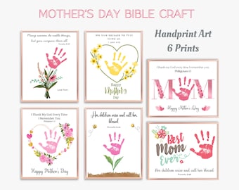 Mothers Day Bible Craft, Mother's Day Handprint Art, Printable Sunday School Activity, Christian Gift, Keepsake Gift For Mom From Kid