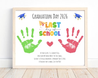 Laatste dag van school handafdruk kunst, kleuterschool kleuterschool afstuderen handafdruk ambacht, peuter voorschoolse activiteit, schoolherinnering 2026