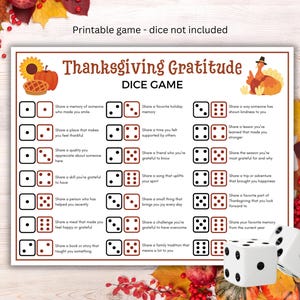 Thanksgiving Dice Gratitude Game Printable, Roll the Dice, Thanksgiving ...