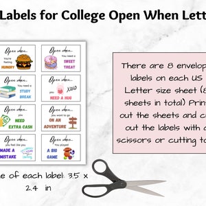 Printable Open When Envelope Labels for College Students, Open When ...
