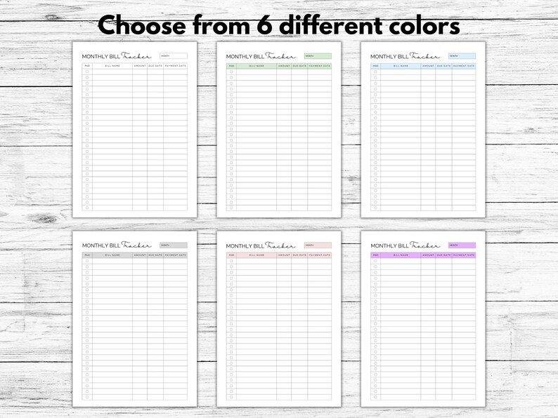 Monthly bill tracker printable payment tracker template monthly budget
