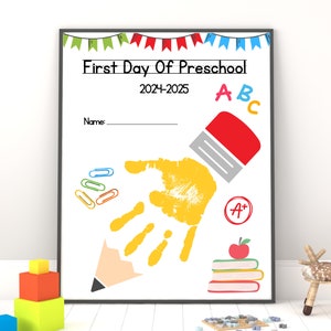 First Day of Preschool Pre-k Handprint Art, Back to School Handprint ...