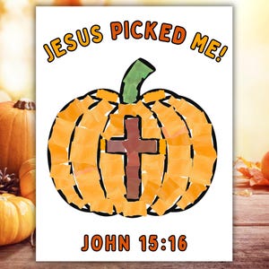 Jesus Picked Me pumpkin craft for kids, fall torn paper craft