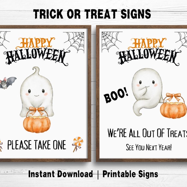 Printable Halloween Trick Or Treat Sign, Please Take One Sign, Out Of Candy Sign, Halloween Candy Sign, Party Decor, Door Sign, Porch Sign