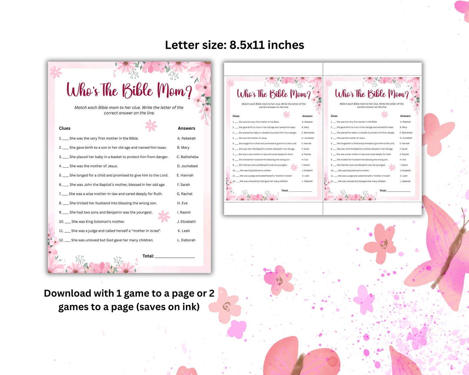 Moms of the Bible Game, Biblical Mother's Day Game, Bible Game Kids ...
