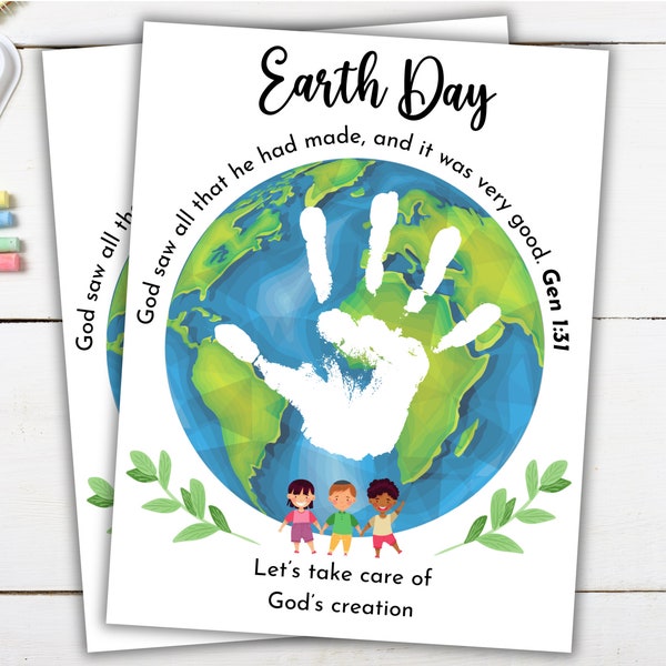 Earth Day Handprint Art, Earth Day Printable, Handprint Craft, Sunday School Activity, Bible Lesson For Kids, God's Creation