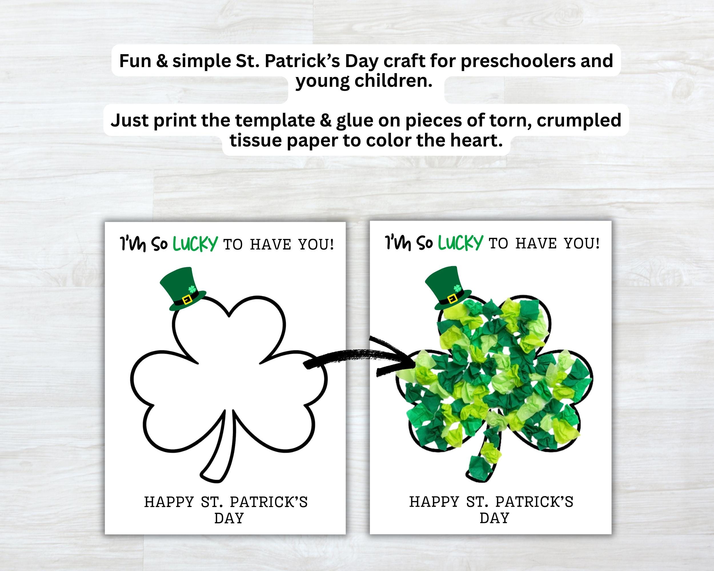 St. Patrick's Day Tissue Paper Craft, Patty's Day Shamrock Tear Art, St ...