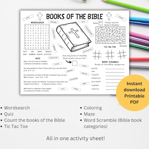 Books of the Bible Activity Placemat Coloring Page for Kids Books of Books of the Bible Activity Placemat Coloring Page for Kids Books of