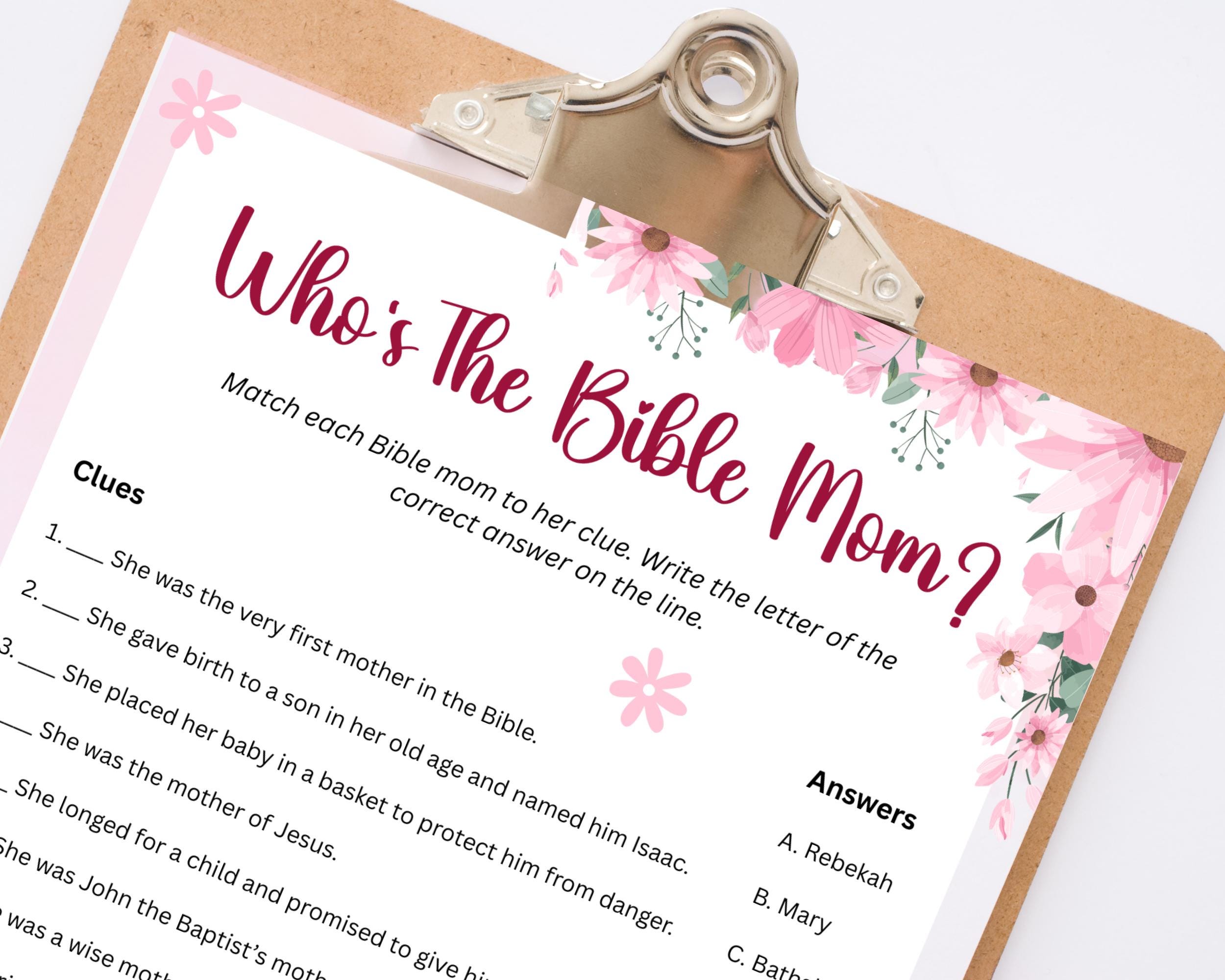 Moms of the Bible Game, Biblical Mother's Day Game, Bible Game Kids ...