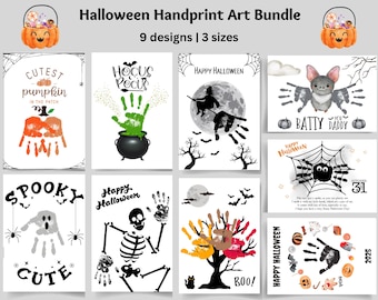 Halloween Handprint Art Bundle, Printable Handprint Crafts, Ghost Handprint, Handprint Poem, Preschool Daycare Toddlers Baby Kids Activity