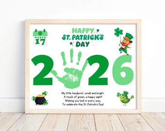 St. Patrick's Day Handprint Art, 2026 Kids Toddler Handprint Craft, Handprint Poem, St Patty's Day Activity, Handprint Gift, Memory Keepsake