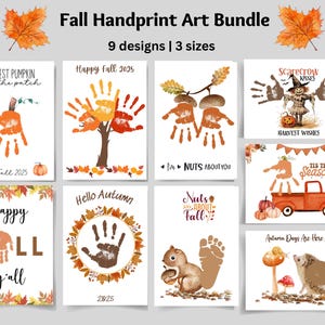 Fall Handprint Art Bundle, Fall Handprint Craft, Printable, Autumn Season, Back To School, Preschool Daycare Kids Toddler Activity