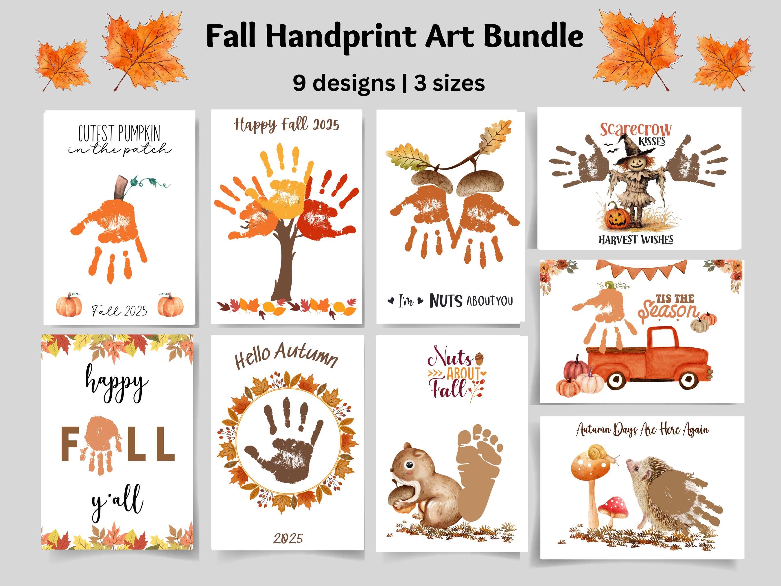Fall Handprint Art Bundle, Fall Handprint Craft, Printable, Autumn Season, Back To School, Preschool Daycare Kids Toddler Activity