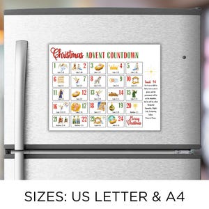 Scripture Advent Calendar Printable, Christmas Countdown Calendar ...