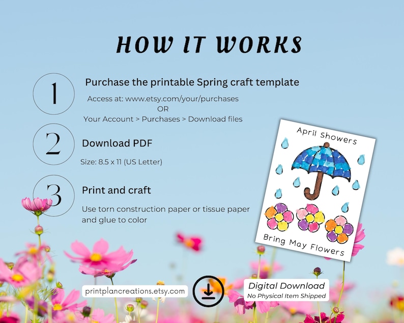spring torn paper craft april showers bring may flowers