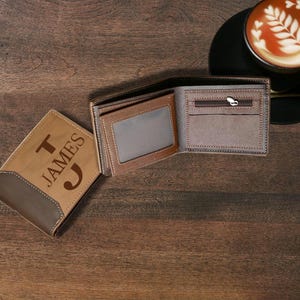 Carteras de cuero personalizadas: regalo perfecto para hombres, carteras con texto grabado o foto