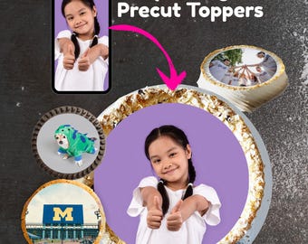 Pre Cut Cake Personalized Edible Images for Cakes Cupcakes Cookies & More Frosting Paper Toppers Photos Logos Oreo Sticks Custom Face Party