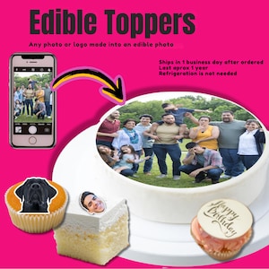 Personalized Edible Images for Cakes Cupcakes Cookies & More Frosting Paper Toppers Photos Logos and 4 of July Designs Custom Face Party