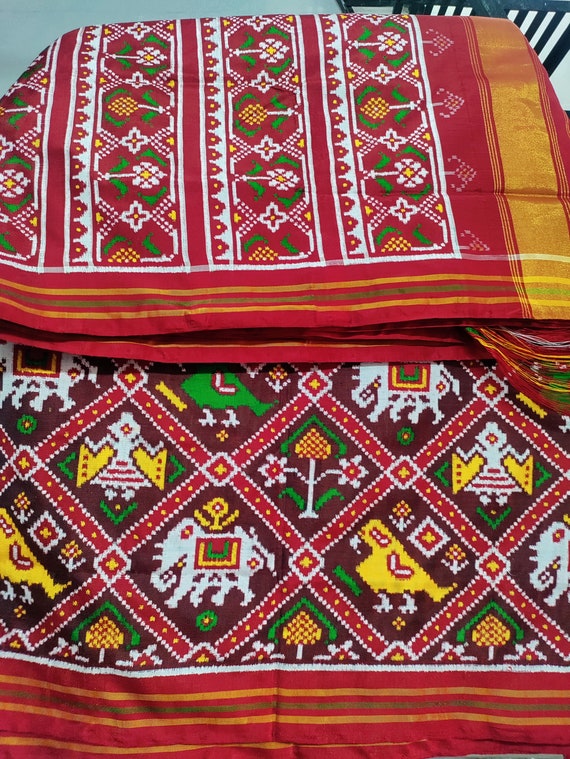 Double Ikkat Patan Patola Pure Silk Saree 