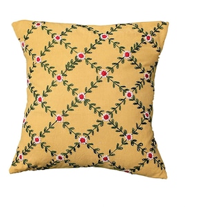 Funda de cojín de flores bordada a mano, almohada decorativa bordada, regalo para el calentamiento de la casa