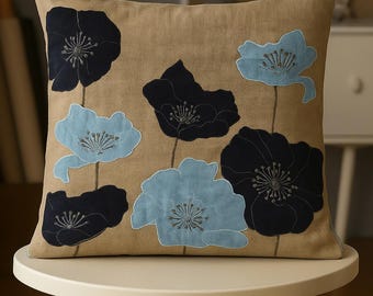 Velvet Applique Cushion Cover: Embroidered Decorative Throw Pillow